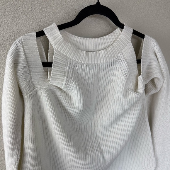 Rag & Bone Dana Cold Shoulder Sweater White Casual Preppy Women’s Large - Picture 4 of 13